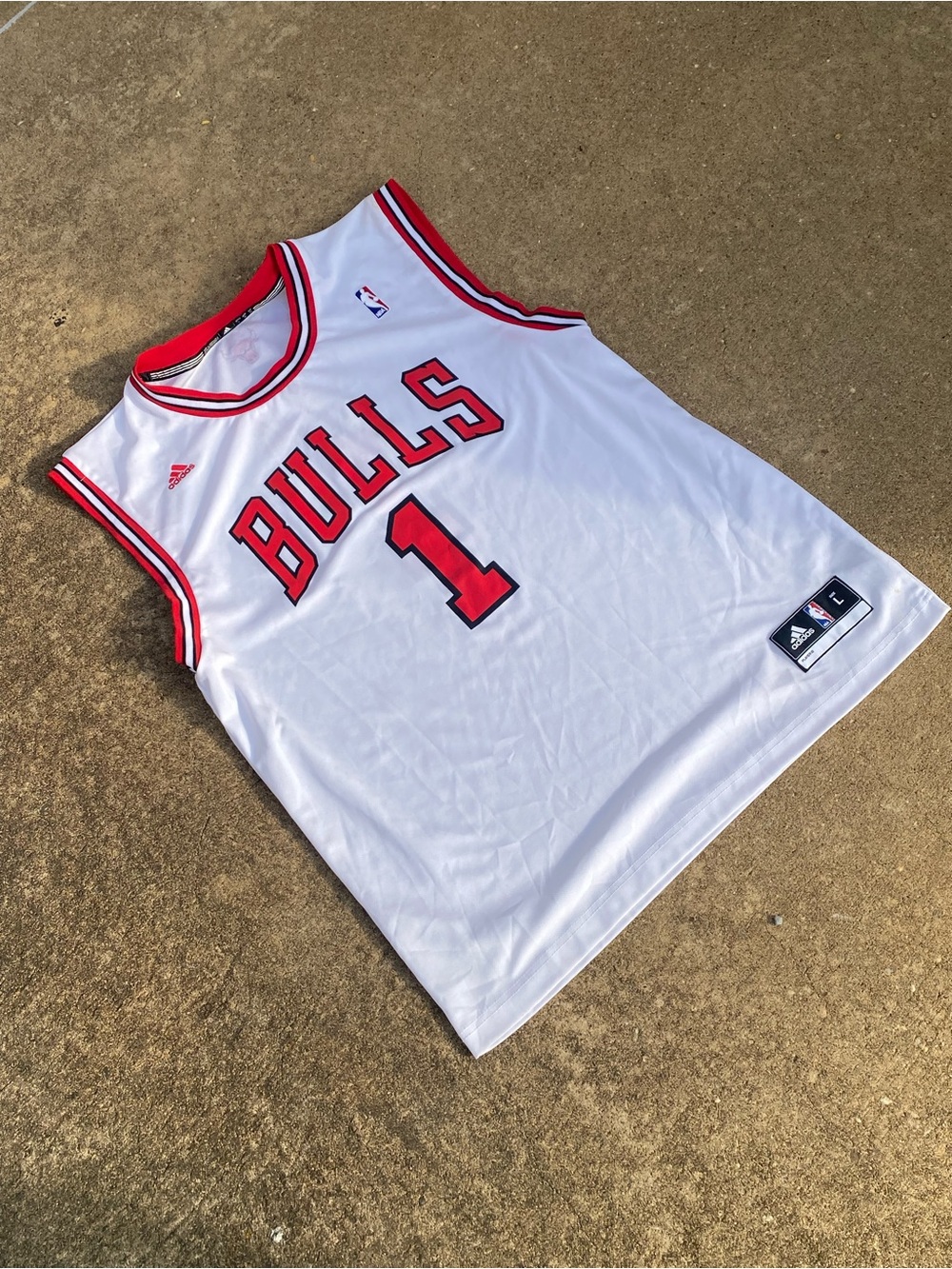 Derrick Rose Chicago Bulls Home White Rookie Jersey #1 Adidas Mens Size Large